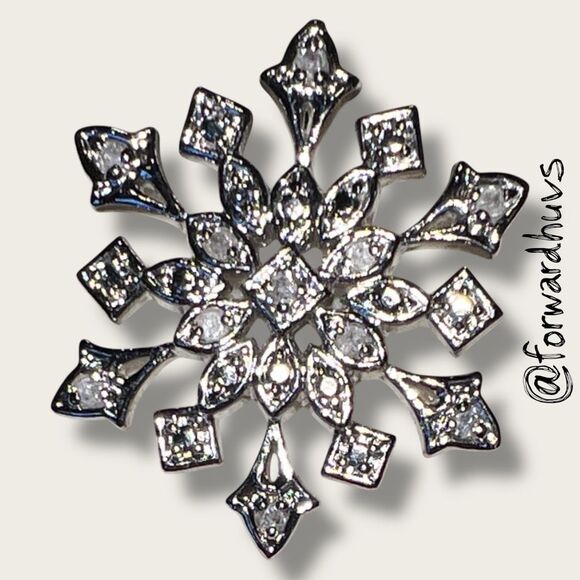 Sterling Silver Snowflake Pendant – Rhinestone Accents – Elegant Winter Design - Picture 4 of 9